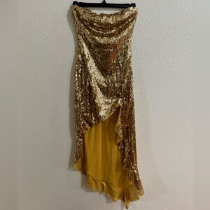 Urban Outfitters Gold Sequin Asymmetrical Dress